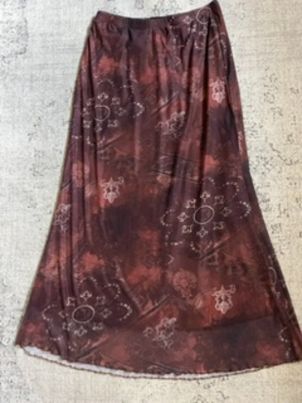 🧡3/$15 NWOT Mesh Floral Bohemian High Waisted Flowy Midi Skirt M - Picture 3 of 8
